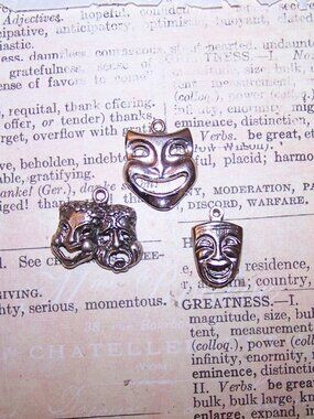 Set/3 Sterling Silver Charms - Comedy Tragedy Masks | For the Thespian